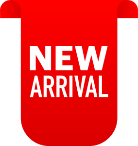 New arrival red label on white background. New collection. V